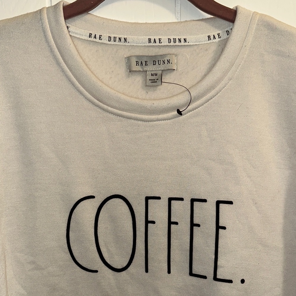 Rae Dunn Cream crewneck with Black 'COFFEE' Text - Picture 3 of 11
